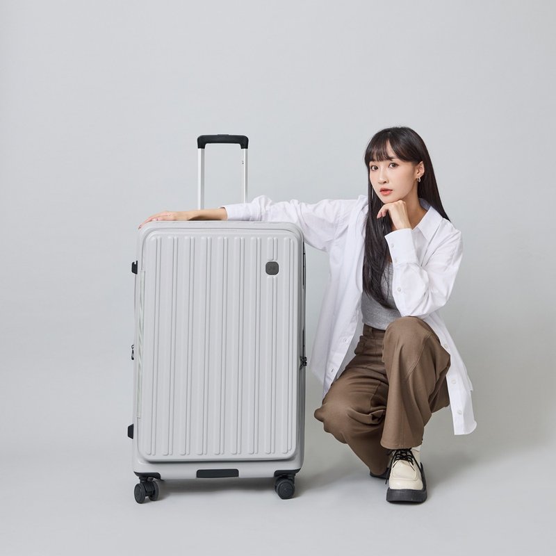 28寸/前开式/PC箱体/Hinomoto静音轮煞车/旅行箱/行李箱-多色任选 - 后背包/双肩包 - 尼龙 银色