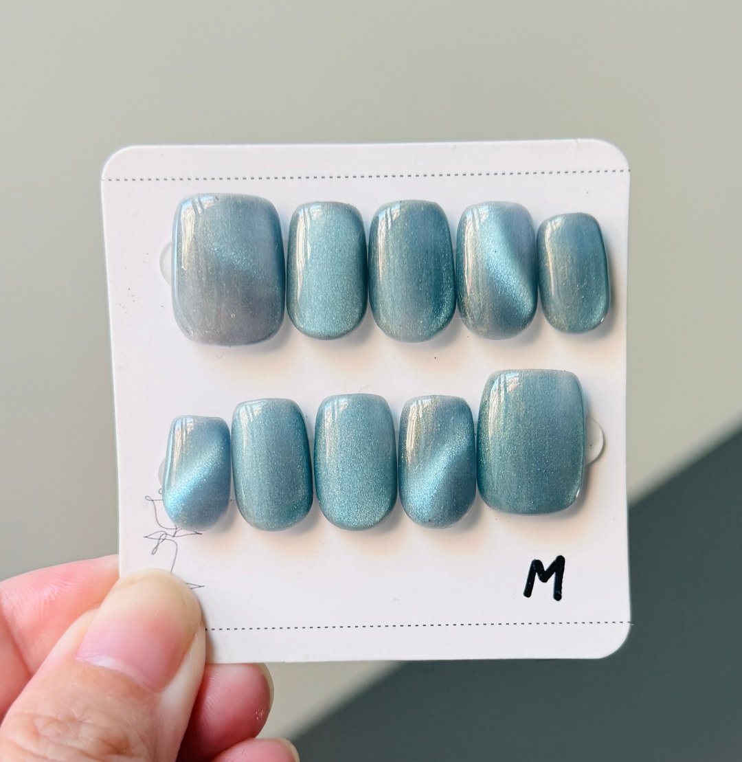 优惠商品-纯手工海洋蓝猫眼穿戴甲 软弹甲 送果冻胶 - 其他 - 塑料 