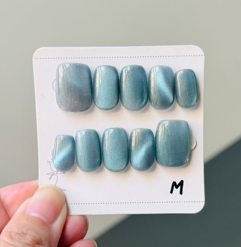 优惠商品-纯手工海洋蓝猫眼穿戴甲 软弹甲 送果冻胶 - 其他 - 塑料 