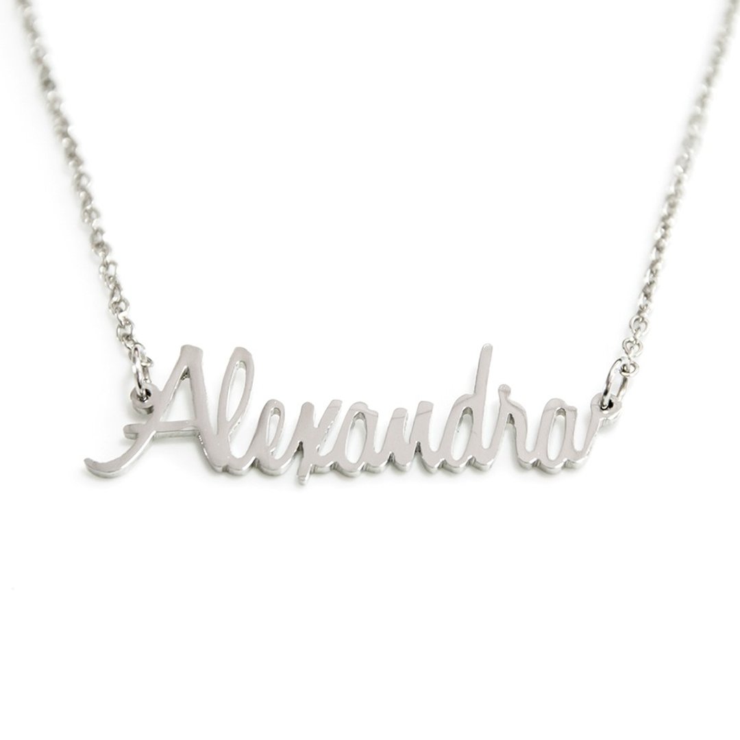 Custom name necklace handmade gift silver color - 项链 - 其他金属 银色