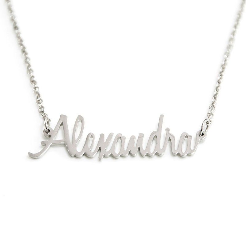 Custom name necklace handmade gift silver color - 项链 - 其他金属 银色