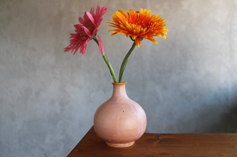 粉色银河_手拉胚圆肚小颈花器 / 花瓶- 雾面釉色 - 花瓶/陶器 - 瓷 粉红色