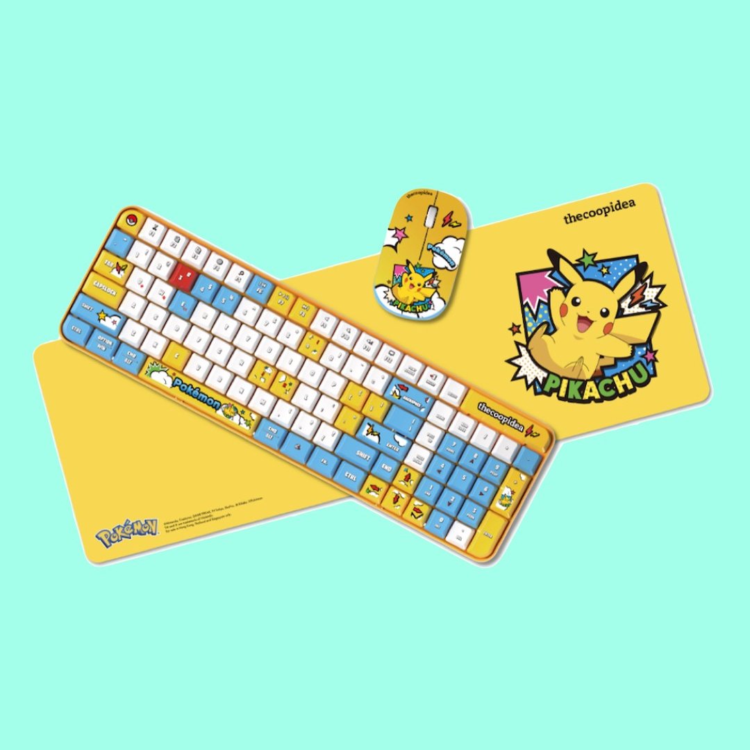 POKÉMON TAPPY PRO 无线键盘鼠标套装 蓝牙比卡超 伊布 卡比兽 - 电脑配件 - 其他材质 黄色