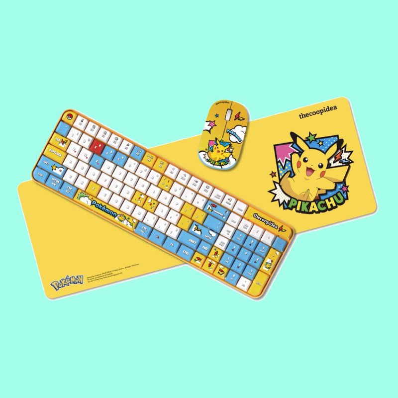 POKÉMON TAPPY PRO 无线键盘鼠标套装 蓝牙比卡超 伊布 卡比兽 - 电脑配件 - 其他材质 黄色