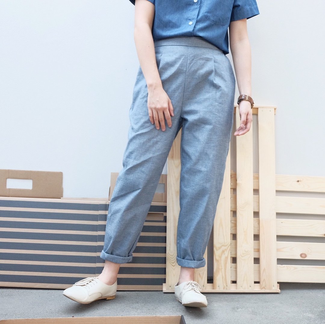 Charlie Pants : Chino Blue - 女装长裤 - 棉 蓝色