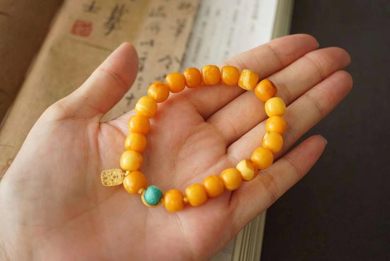 风化 古董蜜蜡。生命灵数2 - 手链/手环 - 宝石 