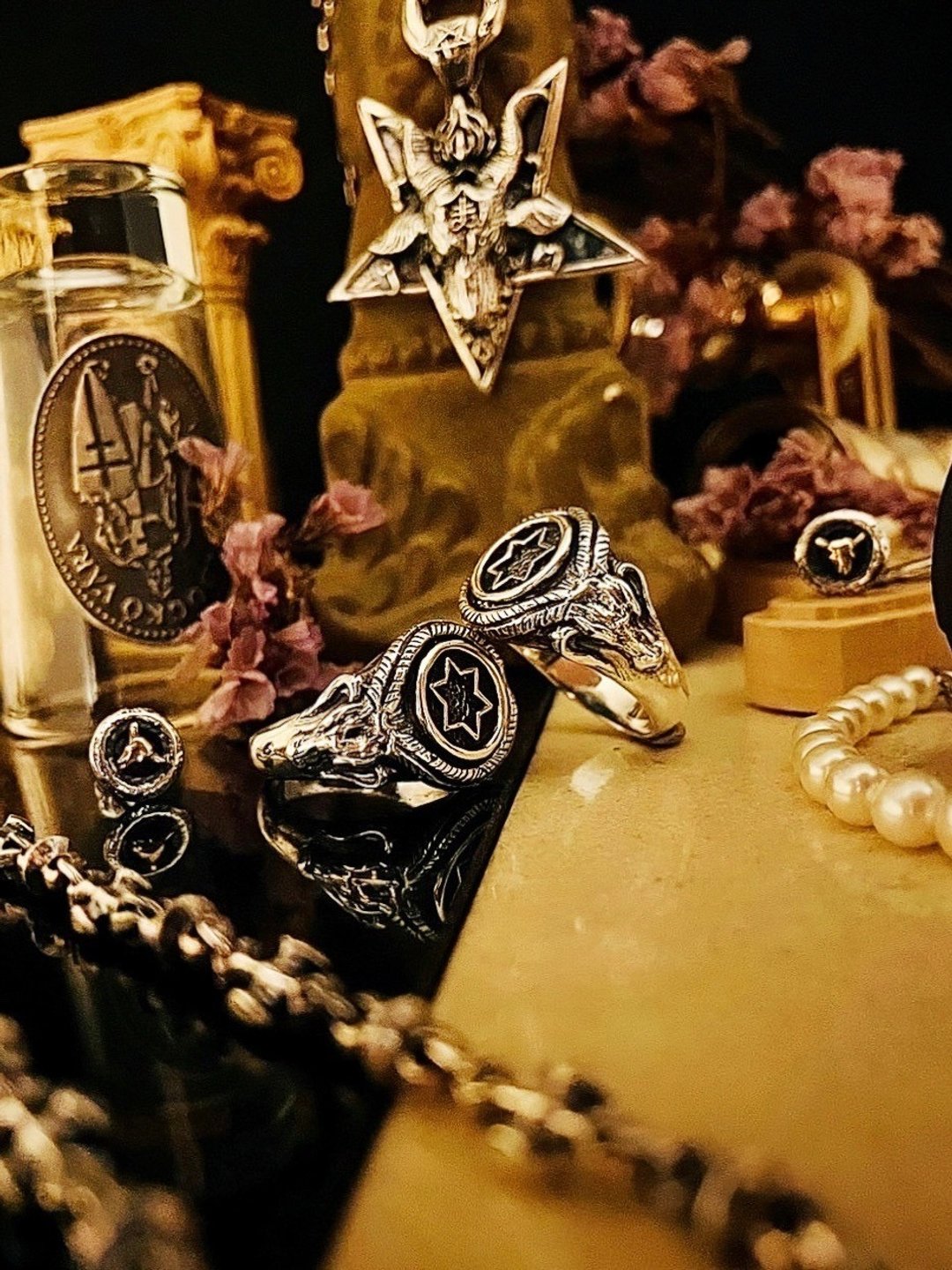 【图腾系列】巴风特Baphomet 925纯银 戒指 - 戒指 - 纯银 银色