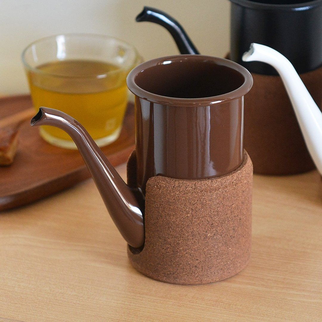 日本FORMLADY cupPot日制珐琅无柄手冲壶(附隔热套)-400ml-多色选 - 咖啡壶/周边 - 珐琅 咖啡色