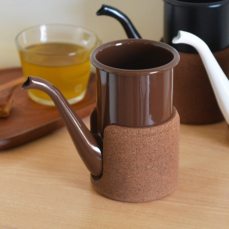 日本FORMLADY cupPot日制珐琅无柄手冲壶(附隔热套)-400ml-多色选 - 咖啡壶/周边 - 珐琅 咖啡色