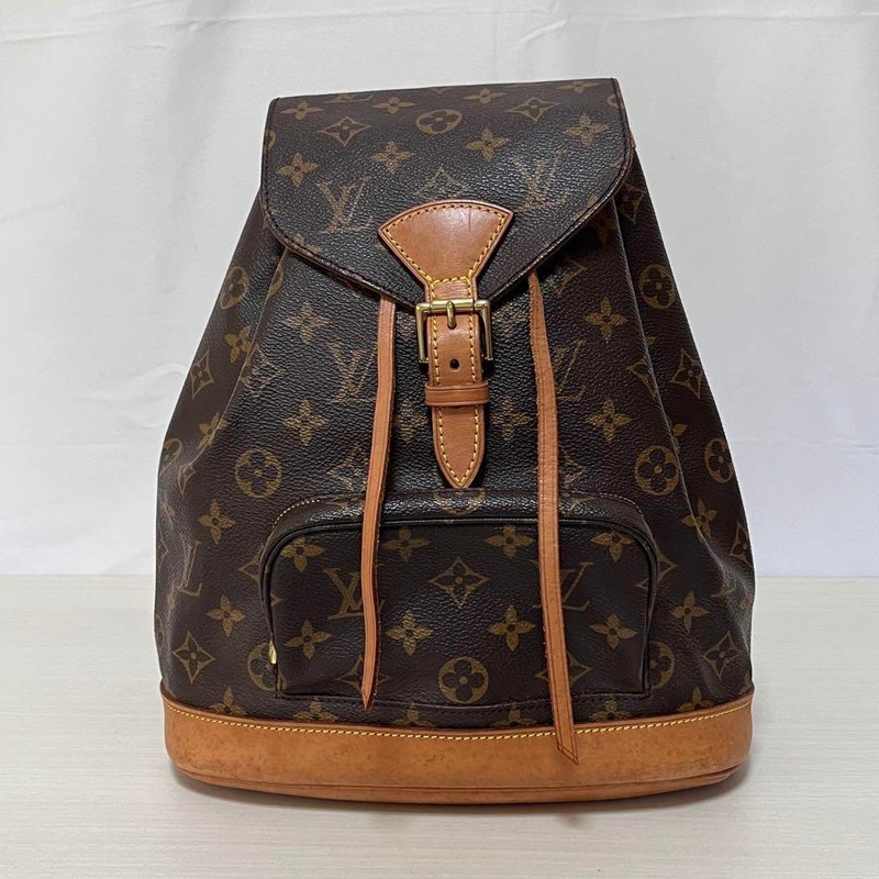 正品 Louis Vuitton Montsouris 中型背包，字母 PVC 皮革，M51136，二手 - 后背包/双肩包 - 其他材质 咖啡色