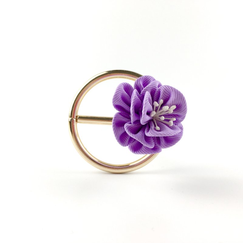 Kaika Ato / 山茶茶-中紫 / 日式和风布花 / つまみ细工 花簪 - 发饰 - 其他材质 紫色