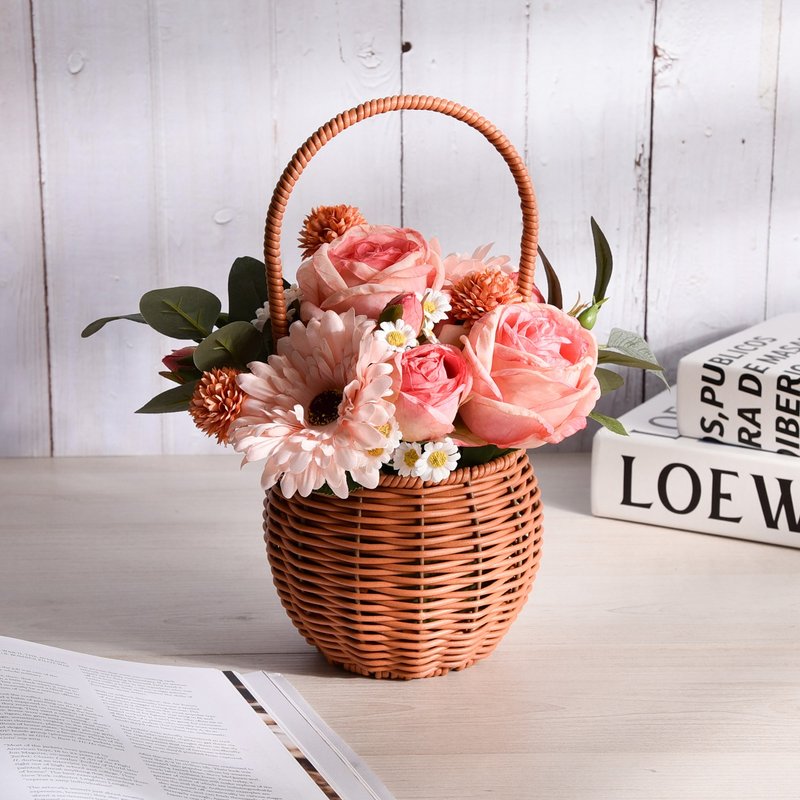 【Meric Garden】玫粉之窗 仿真花篮 仿真花蓝 开幕礼 - 干燥花/捧花 - 其他人造纤维 粉红色