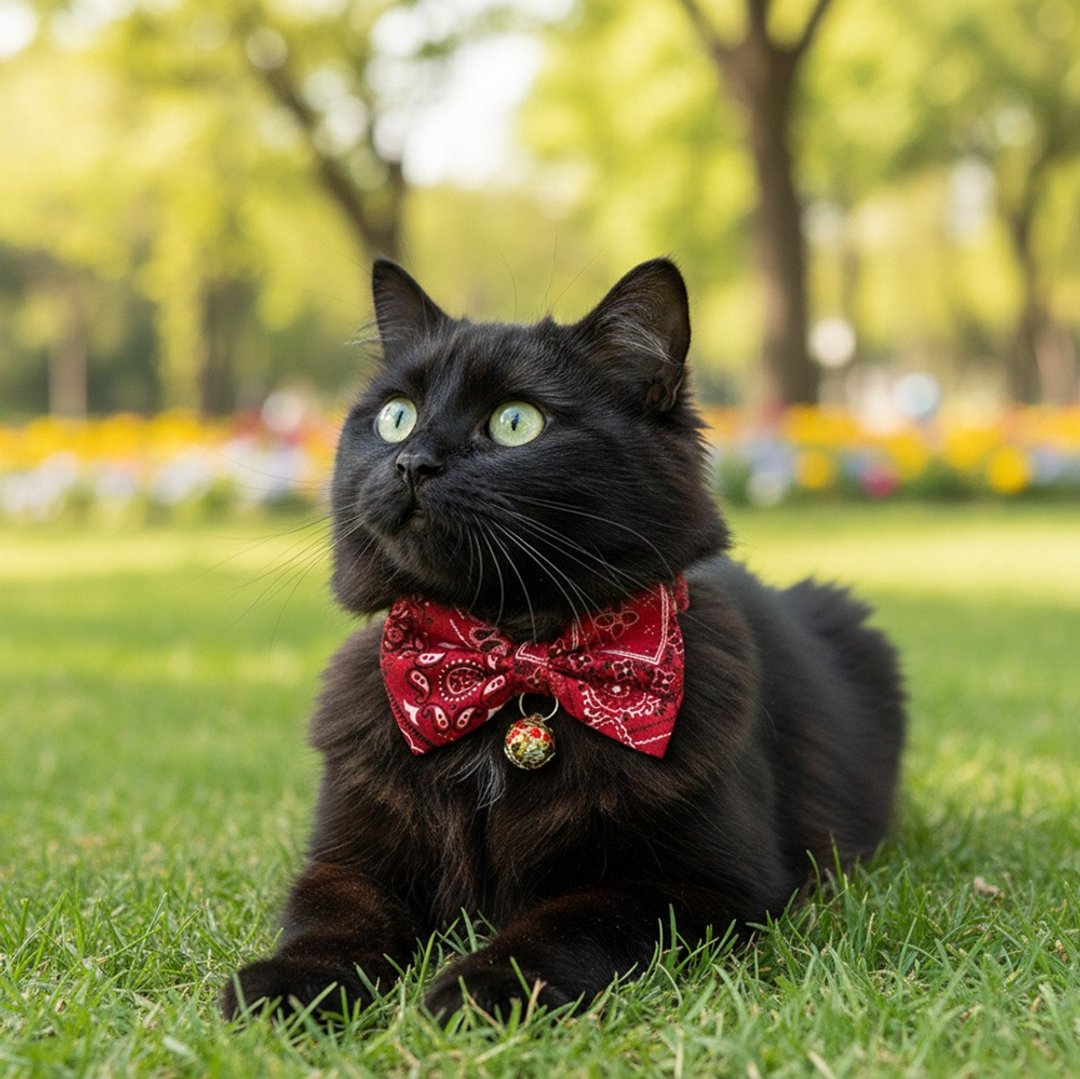 变形图腾款 蝴蝶结宠物装饰项圈 猫咪 小型犬 - 项圈/牵绳 - 棉 蓝色
