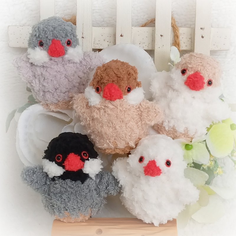 文鸟 小型体型娃娃玩偶 可加吊饰 别针 可定制改色 手作毛线宠物 - 订制抱枕/饰品 - 其他材质 白色