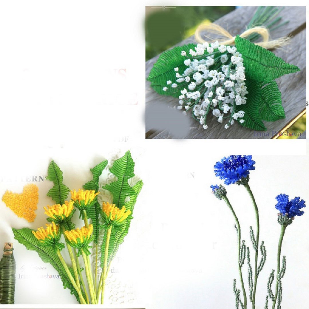 Digital Download - PDF | Beaded Flowers pattern | lilies of the valley, cornflow - 手工艺教程/工具书 - 其他材质 