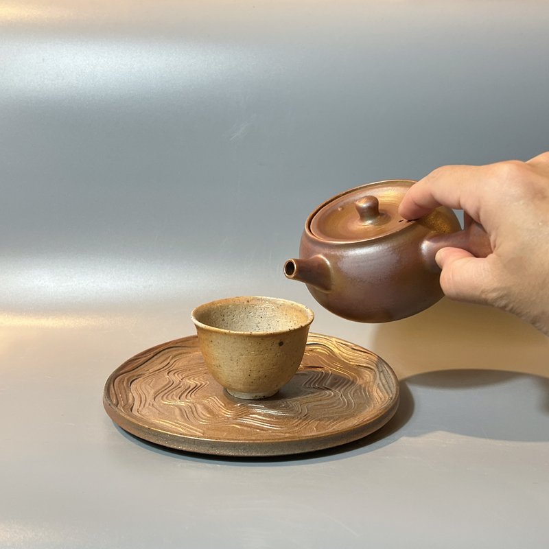 柴烧雾面玫瑰金侧把茶壶 / 小平凡手作 - 茶具/茶杯 - 陶 