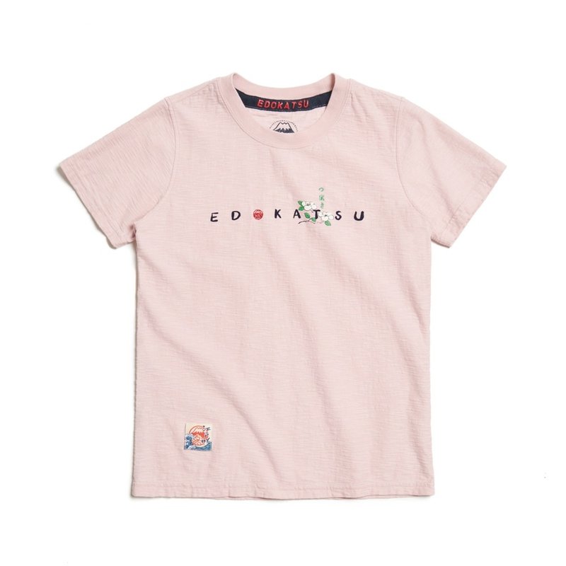 江户胜 日系 女装 经典山茶花秀气短袖T恤(淡粉红) #上衣 - 女装 T 恤 - 棉．麻 粉红色