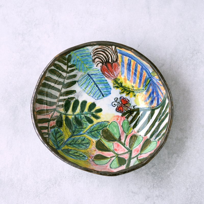 叶纹蝴蝶碗2 - 碗 - 陶 多色