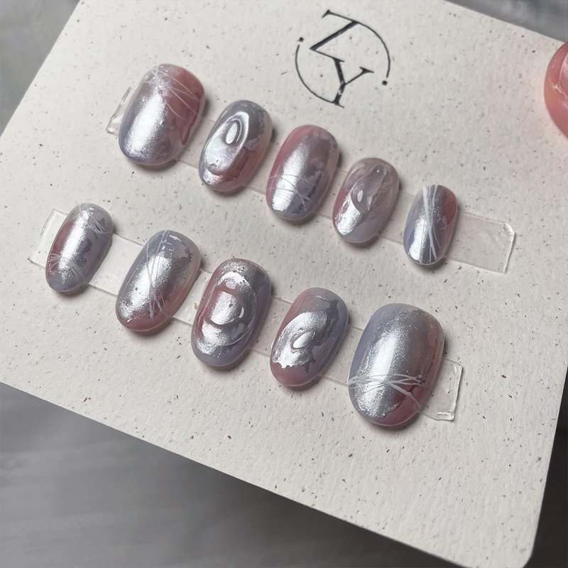 【订制】NO.023 星系 | 手工穿戴甲 - 指甲油/指甲贴 - 其他材质 粉红色