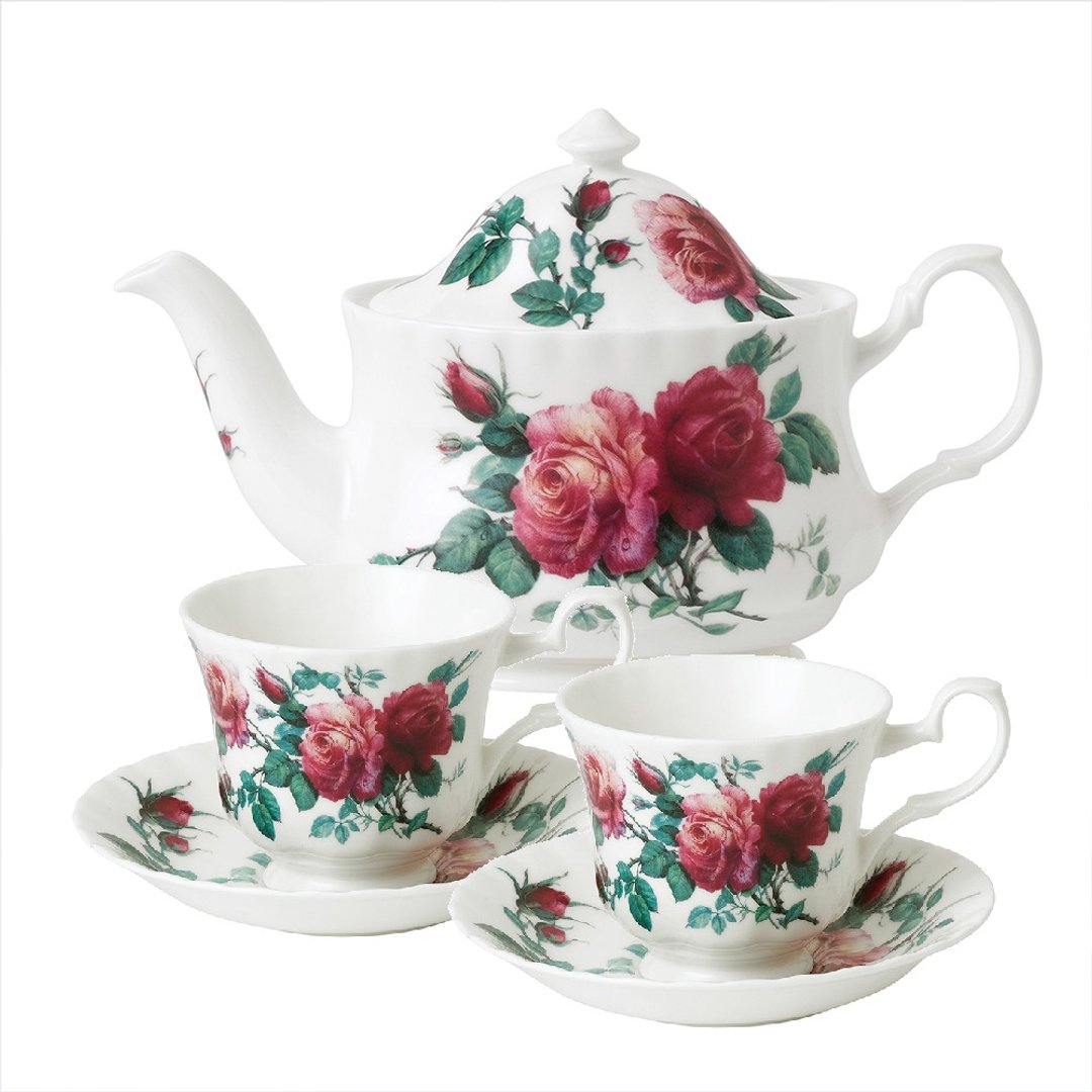 英国RK English Rose英伦玫瑰系列双人约会午茶3件组 (1壶2杯盘) - 茶具/茶杯 - 瓷 