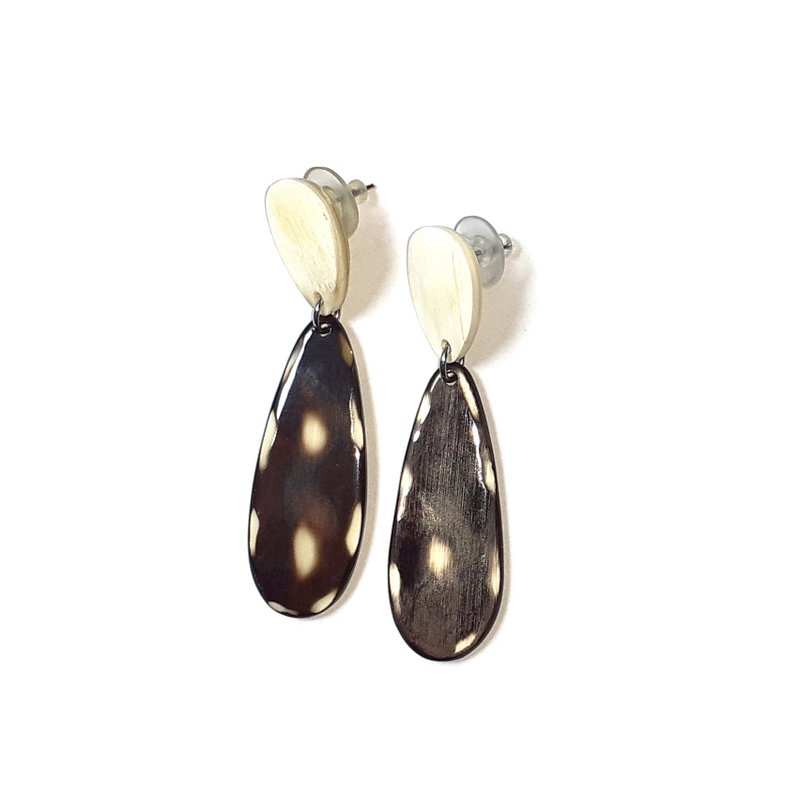 手工制作耳钉染色水牛角女士珠宝礼物 - 耳环/耳夹 - 其他材质 黑色