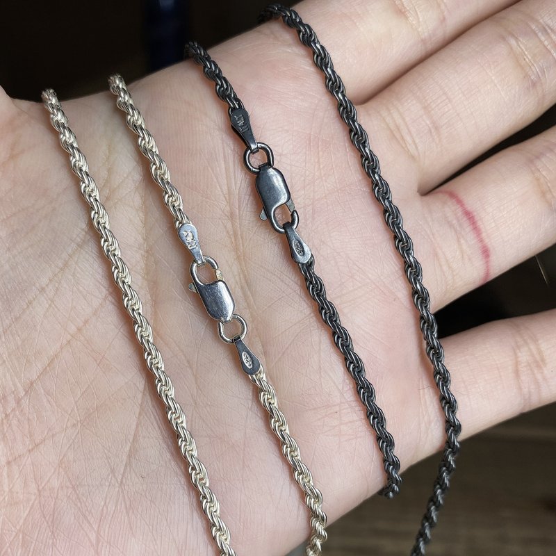 麻花  / 925纯银项链 / 单链子 / 1.8mm / 2.3mm - 项链 - 纯银 银色