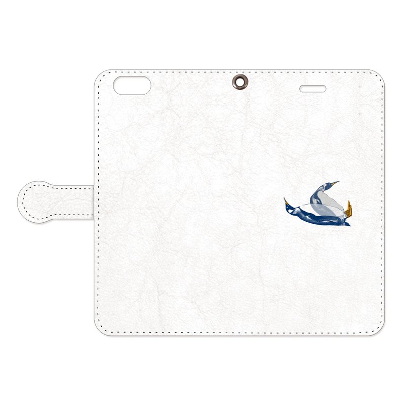 Notebook type iPhone case / Penguins out of body - 手机壳/手机套 - 真皮 白色
