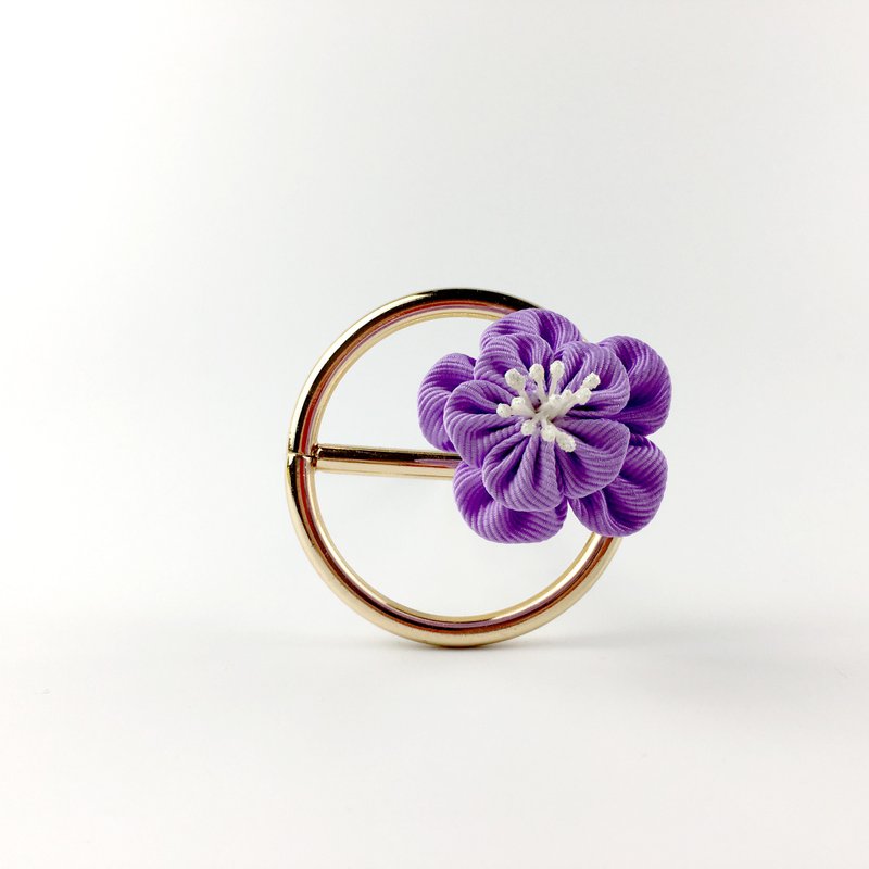 Kaika Ato / 花之月-紫 / 日式和风布花 / つまみ细工 花簪 - 发饰 - 其他材质 紫色