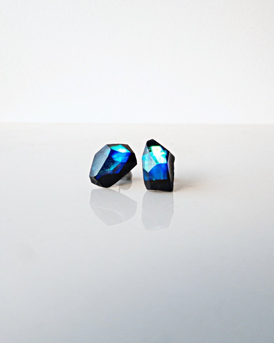 Frames earrings/Fragment/Floating prism 1-a 医疗钢耳环 夹式耳环 耳夹 - 耳环/耳夹 - 其他材质 蓝色