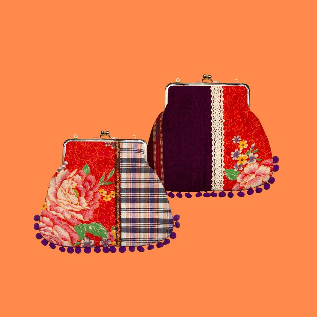 【台湾原生态】花车口金包(大)老布怀旧钱包/斜背包/手拿包/手作 - 侧背包/斜挎包 - 棉 