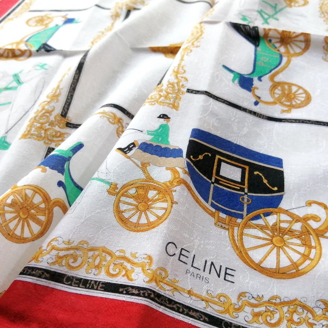Celine Paris 复古手帕马车 20 x 20 英寸 - 丝巾 - 棉 红色