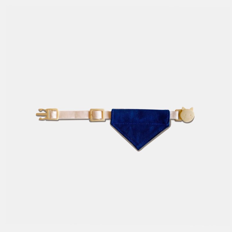 简约手工定制小猫项圈 | Blue Whale Breakaway Cat Collar - 项圈/牵绳 - 棉．麻 蓝色
