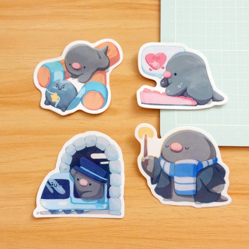 【防水贴纸】弹弓, 消息, 隧道, 魔法路易 | 地鼠鼠路易 - 贴纸 - 塑料 多色