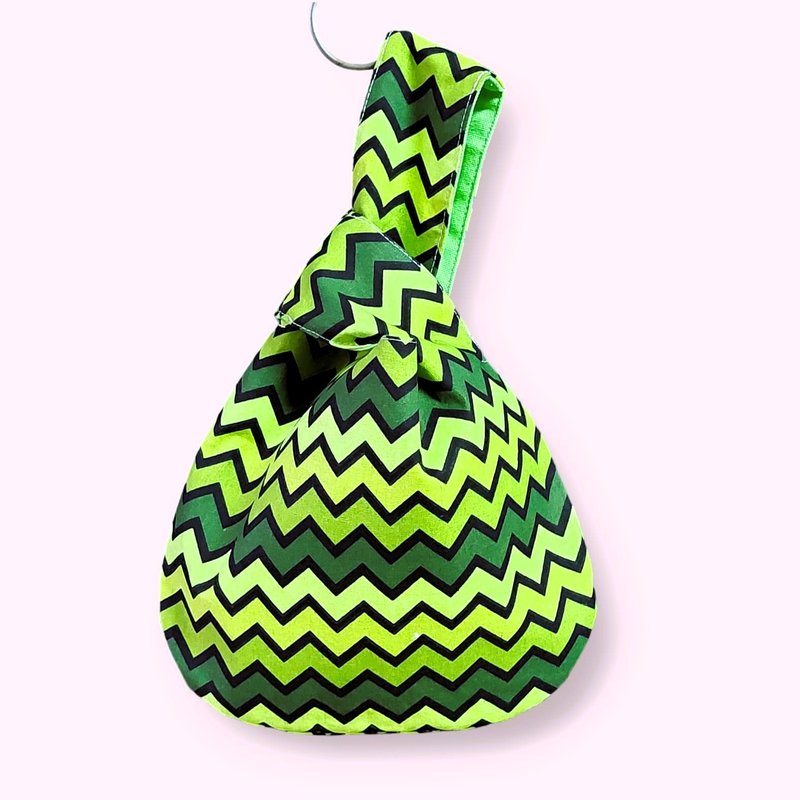 【MY。手作】 手腕袋 ~ 青青小波浪 - 手提包/手提袋 - 棉．麻 绿色