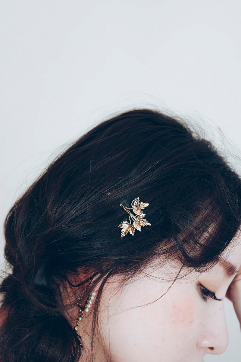 COR-DATE / 古金色树叶发饰 - 发饰 - 其他材质 