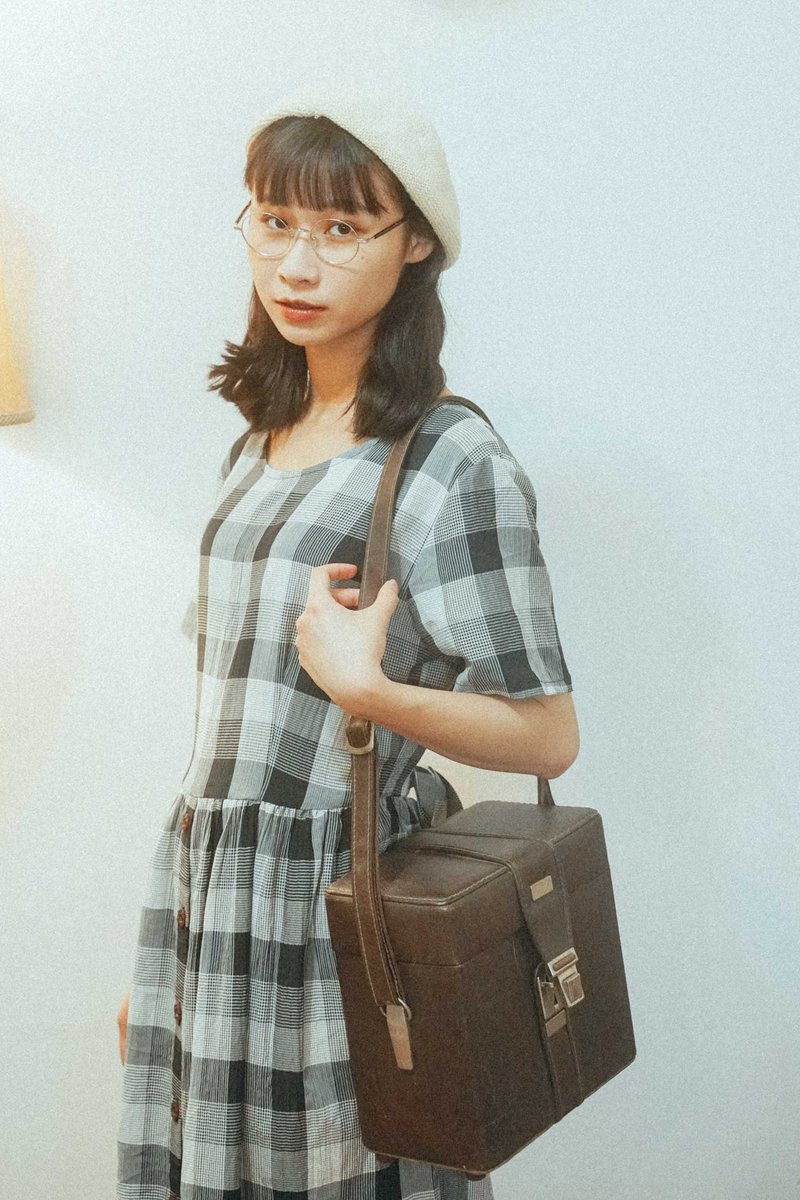 vintage 古着洋装 夏日格子洋装 | 纯情百货行 古着 - 洋装/连衣裙 - 聚酯纤维 黑色