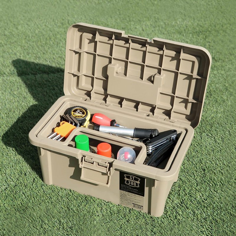 日本JEJ 日本制 ST-380S军风分隔式PP手提工具箱 - 收纳用品 - 塑料 卡其色