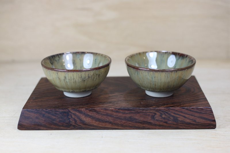 【沐春生活】60ml 沙瀑 天目釉 圆满对杯 莺歌名家叶敏祥作品 - 茶具/茶杯 - 瓷 