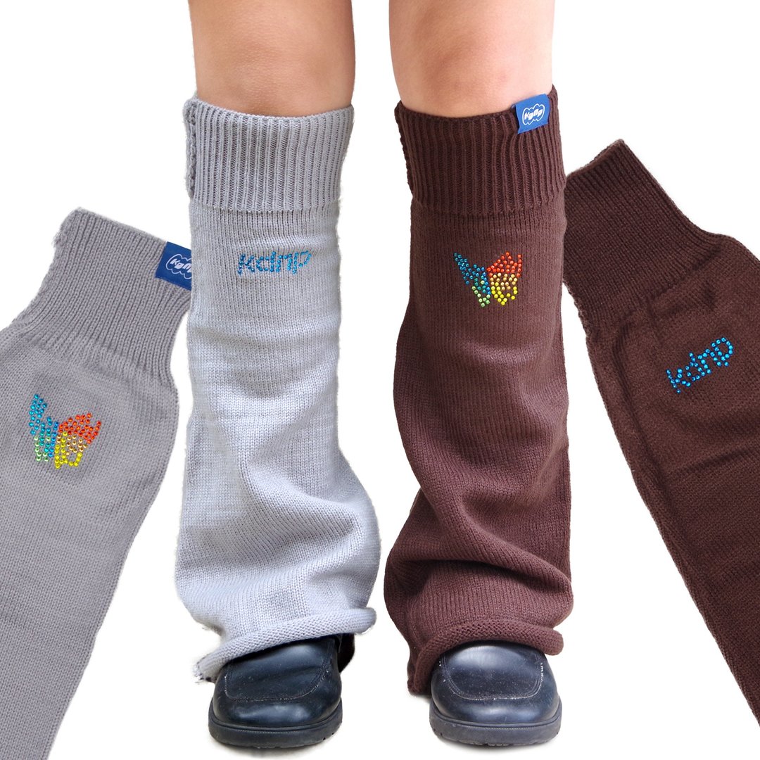 KDNP MSN BUTTERFLY Leg Warmers  Brown / Gray - 袜子 - 棉 咖啡色