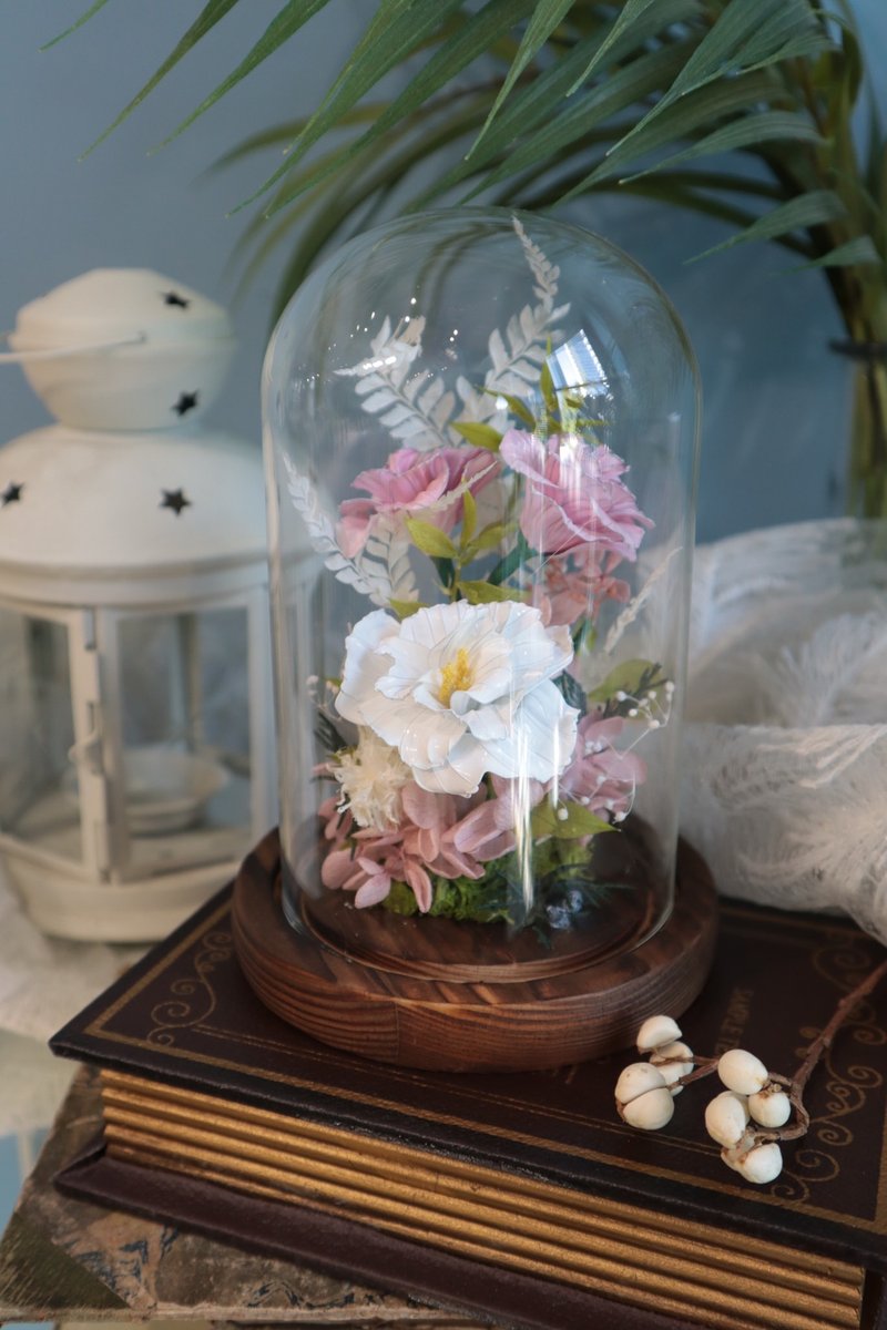 简约小浪漫 玻璃罩 - 摆饰 - 树脂 白色