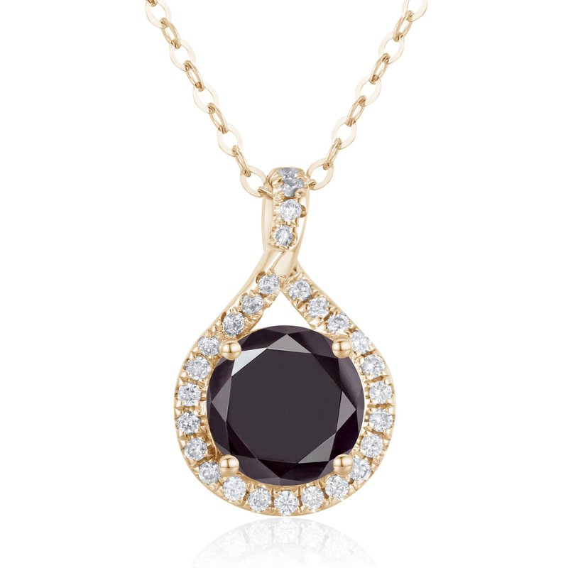 黑钻石水滴项链-14k黄金多层次颈链-简约星球吊坠-4月生日石 - 项链 - 钻石 黑色