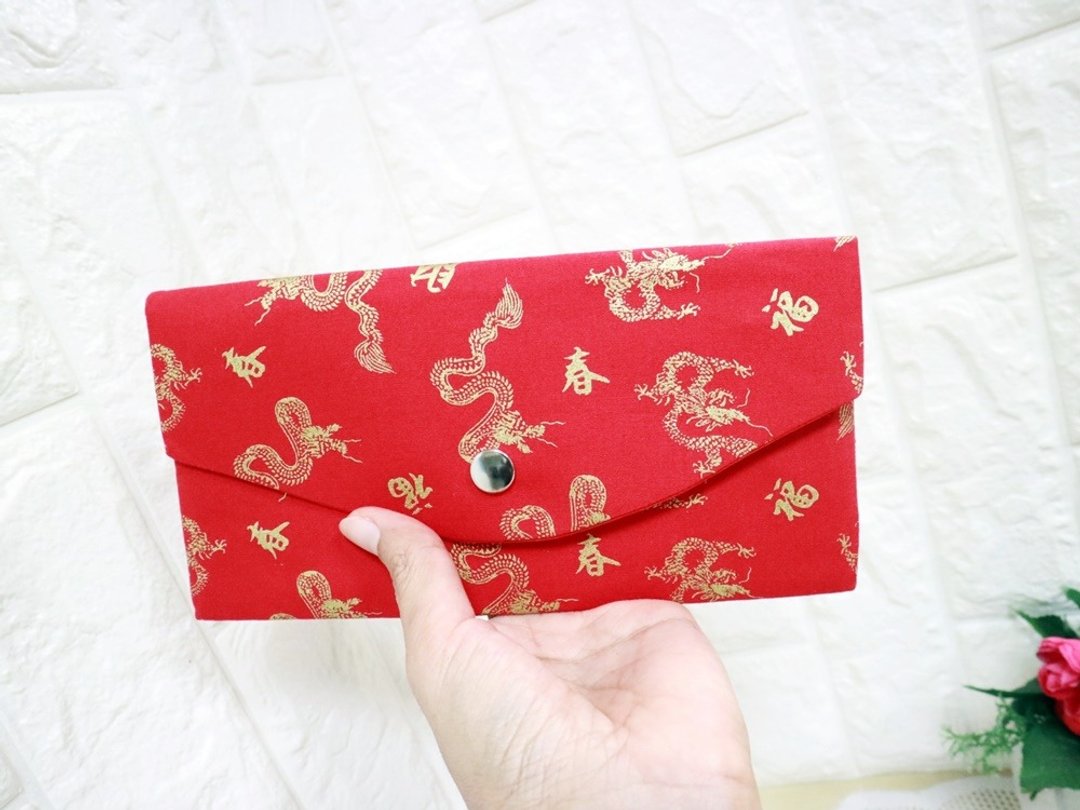 龙 新年 拉链 布红包袋. 布长夹.收纳袋 钱包 存折 现金收纳袋 - 皮夹/钱包 - 棉 