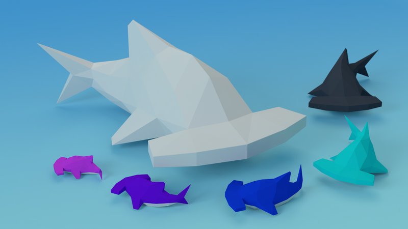 Balm 3D的锤头鲨|DIY折纸 |手工制作 (电子档) - 图文模板设计 - 其他材质 