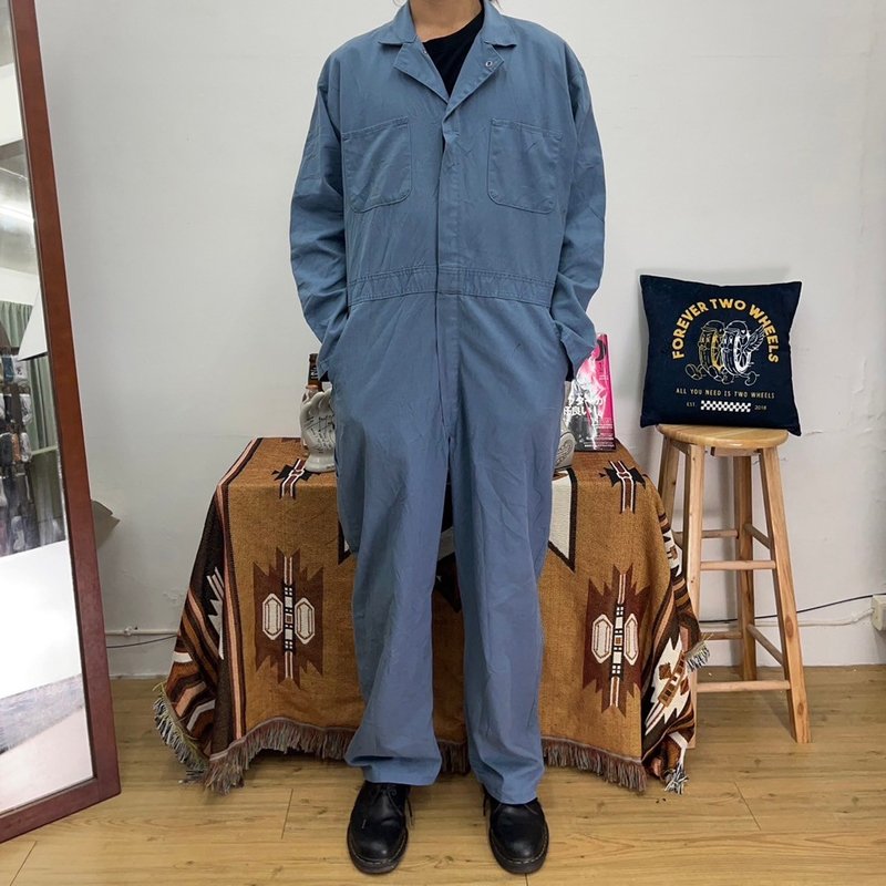 RED KAP 水蓝 连身工作服 古着 二手 布料硬挺 - 背带裤/连体裤 - 棉．麻 蓝色