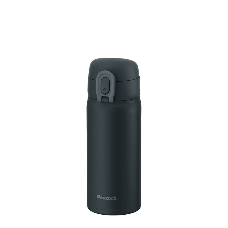 【孔雀Peacock】350ML 不锈钢保温杯 锁扣式弹盖 直饮口设计-黑 - 保温瓶/保温杯 - 不锈钢 黑色
