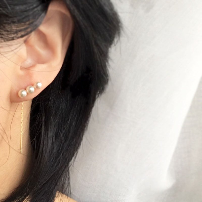 K14gf બેબી પર્લ 耳环 - 耳环/耳夹 - 珍珠 白色