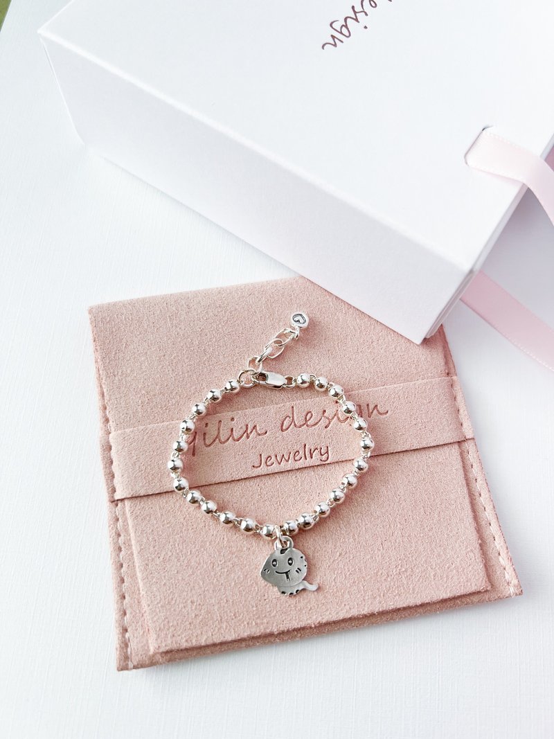 可爱蛇宝宝纯银手链-925纯银手链-可刻字-弥月礼 生日礼物 - 婴儿饰品 - 纯银 银色