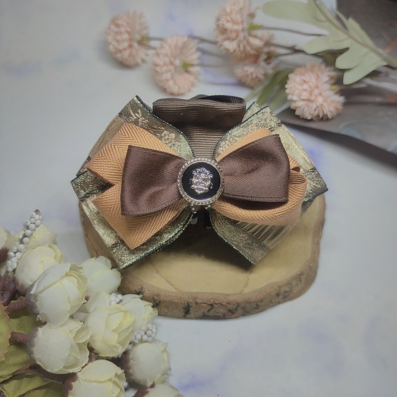 复古系列-鲨鱼夹香蕉夹弹簧夹 - 发饰 - 棉．麻 卡其色