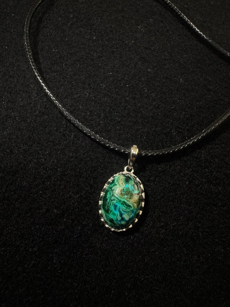 大地之母。疗心解忧 凤凰松石 项链 s925 纯银 简约 项链 - 项链 - 半宝石 绿色