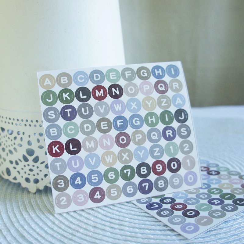 Lovely【圆圈英数贴纸、1份2张】日志,手札,日记,手帐,笔记 - 贴纸 - 纸 多色